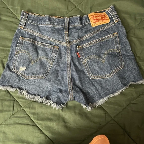 Levi's Distressed Denim Cutoff Shorts - Blue - Picture 2 of 5